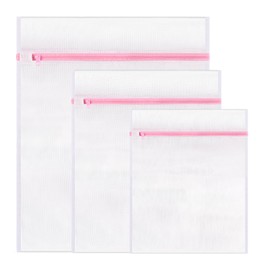 3 PCS Mesh Laundry Wash Bags, Mesh Laundry Bag For Delicates With Zipper, Washing Bag For Socks, Laundry Bag For Underwear, Tshirts, Swimsuit, Baby Clothes, Socks, Bra (60x50cm/50x40cm/40x30cm)