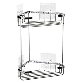 Tatay Krom Shower Shelf 2 Heights 100% Stainless Steel Brass Functional Design Includes Quick & Fix Kit Dimensions 17.5 x 17.5 x 27 cm