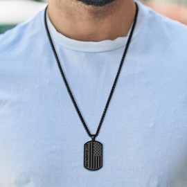 HEYOLL Grandpa Gifts from Granddaughter, To My Grandfather Dog Tag Necklace Best Grandpa Ever American Flag Pendant Jewelry Presents Valentines Birthday Christmas Father's Day Gifts for Men Black