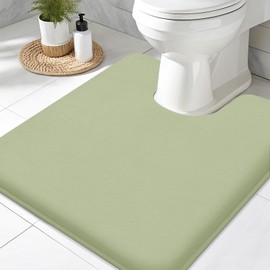 Smiry Memory Foam Toilet Rugs U-Shaped 20x20, Extra Soft Absorbent Non-Slip Contour Bathroom Rugs, Machine Washable Bath Mats for Toilet, Sage Green