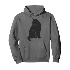 Minimalist Cute Black Cat Owner Feline Art Kitten Lover Pullover Hoodie