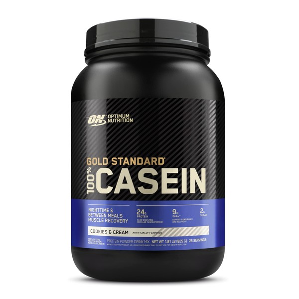 Optimum Nutrition Gold Standard 100% Micellar Casein Protein Powder, Slow Digesting, Helps Keep You Full, Overnight Muscle Recovery, Cookies and Cream, 1.81 Pound (Packaging May Vary)