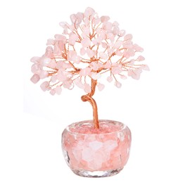 JOVIVI Rose Quartz Crystals Tree Gemstone Crystal Tree of Life Gifts for Women,Pink Rose Quartz Healing Crystal Tree Spiritual Gifts for Women Mum Birthday House Warming