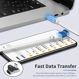 Duttek USB C 180 Degree Adapter 240W PD, 8K@60Hz, 40Gbps,180 Degree USB C Female to Male Adapter Connector for Thunderbolt 4, Thunderbolt 3, Switch, Laptop, Tablet, Phone and More 2 Pack