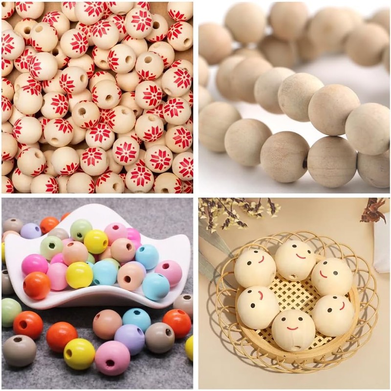2 inch Wood Beads for Crafts, 32 Pack 50mm Diameter