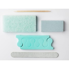 IBI Disposable 5-Piece Nail Spa Pedicure Set with Toe Separator(nail file, buffer, wood stick, pumice & toe separator), Individually-Packed, 200 Sets