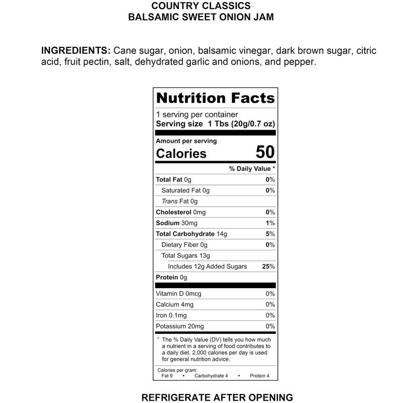 Braswell's Country Classic Balsamic Sweet Onion Jam 11 oz.