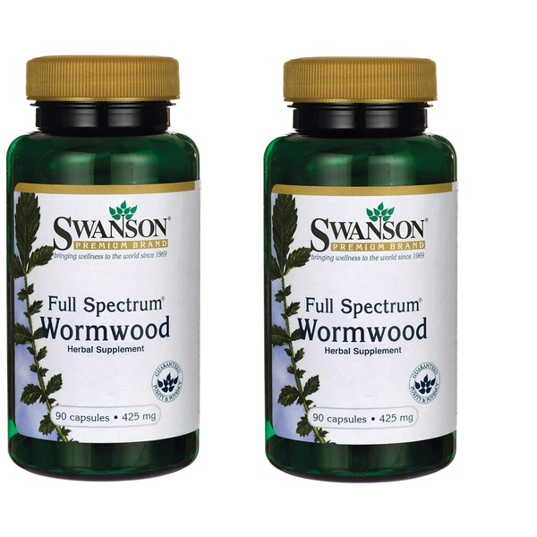 Swanson Sweet Wormwood - May Promote GI Gut Health, Microbial Balance & Digestive Health Support - Herbal Supplement with Artemisinin - (90 Capsules, 425mg Each) 2 Bottles
