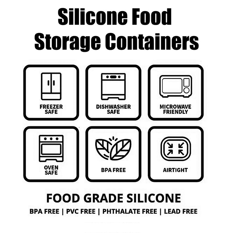 XuCeLo Silicone Food Storage Containers with Lids Set 4 Sizes