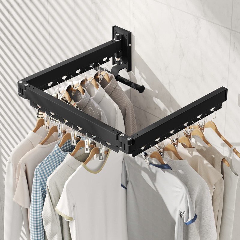 BOQORAD Clothes Drying Rack,Wall Mounted Laundry Rack,Drying Rack Clothing,Laundry Drying