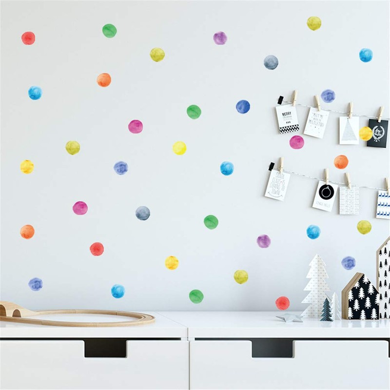 Wajade 60 PCS Colorful Dots Wall Stickers Round Circle Wall