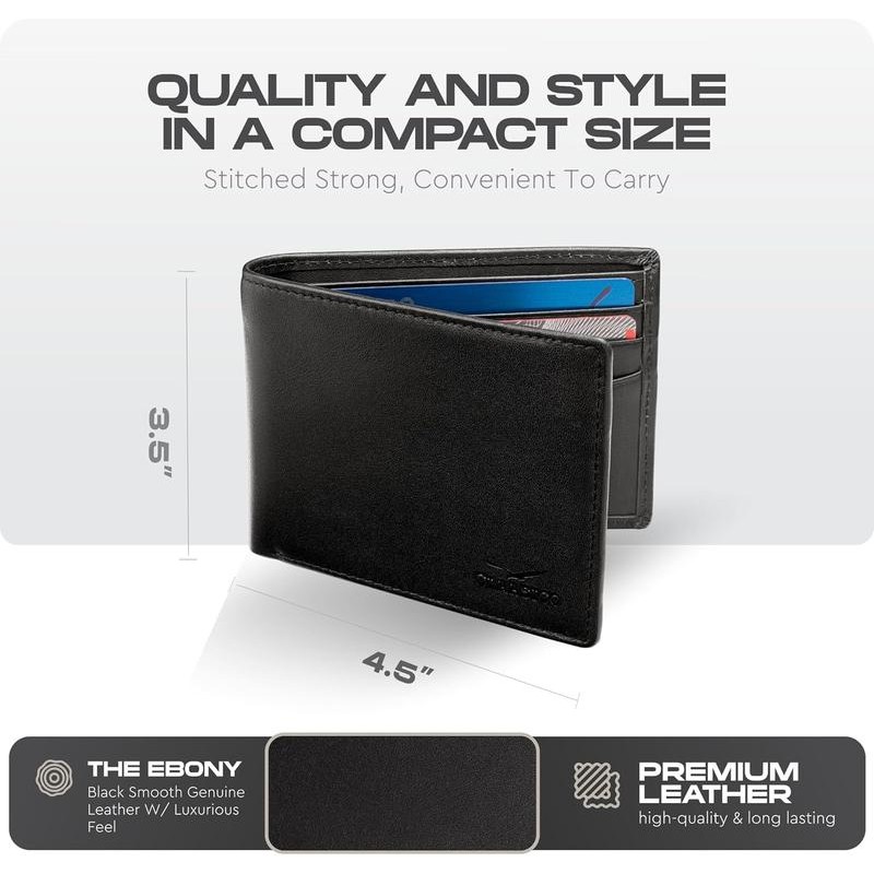 Wallet for Men's - Genuine Leather Slim Bifold RFID Wallet