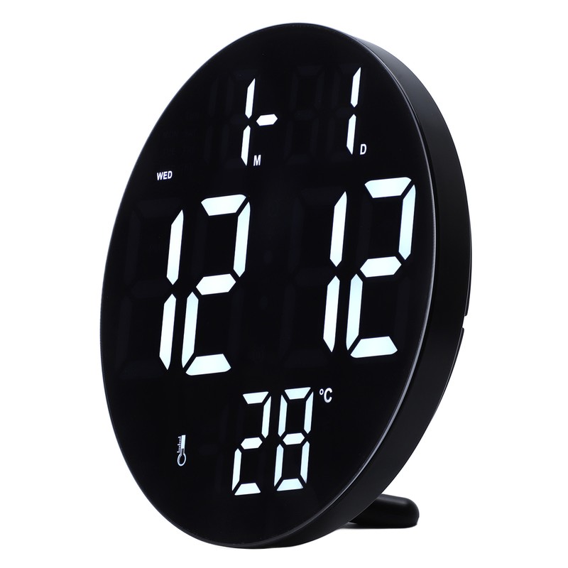 Round Digital Wall Clock 12 24Hr USB Powered Silent Modern