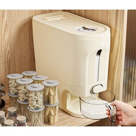 IEEK Rice Dispenser and Grain Container Storage with Lid,Rice Container with Measuring Cup,Moisture Proof Household Cereal Dispenser Bucket for Kitchen Soybean Corn Oatmeal,12Lbs