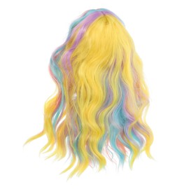 Healeved Colorful Wave Wig Shoulder Synthetic High Temperature Cosplay Party Wigs for Women Comfortable Elastic Mesh Cap Vibrant Fashion Hair