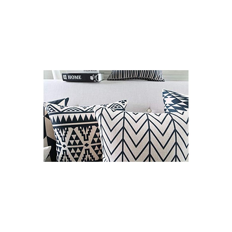 Modern Homes Black and White Throw Pillow Covers 16x16 inches;