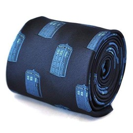 Frederick Thomas navy blue tie with Dr Who blue policeman tardis box