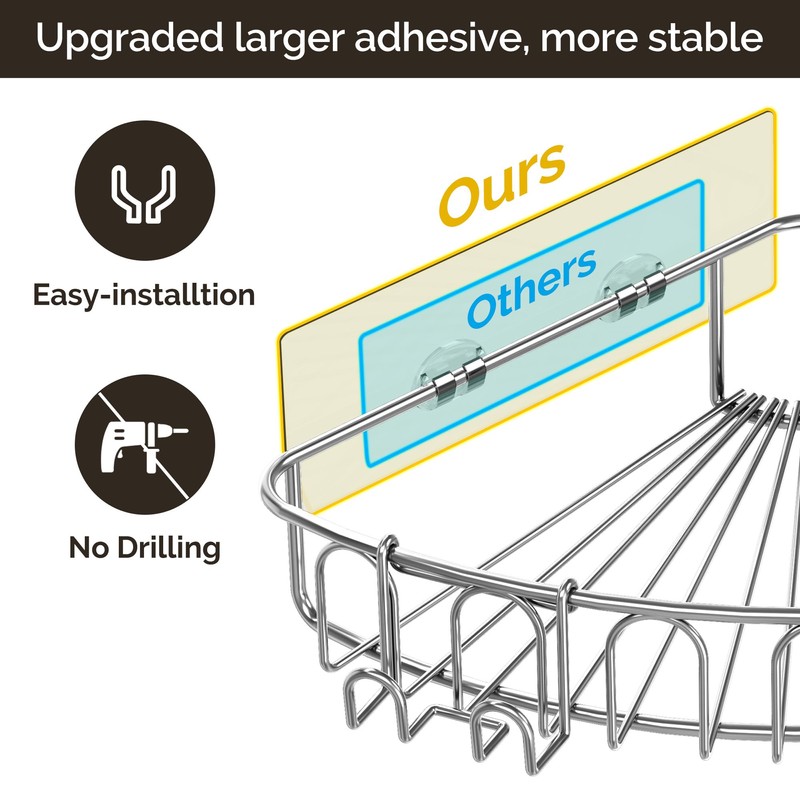 Orimade Corner Shower Caddy Stainless Steel 3 Pack No Drilling,Bathroom