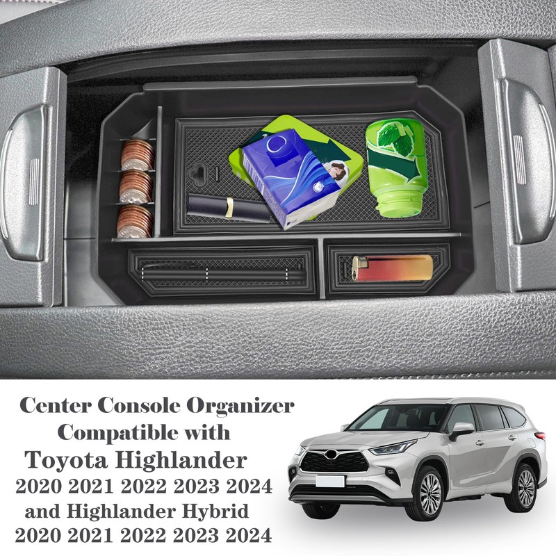 Agulier ABS Center Console Organizer Compatible with Toyota Highlander 2020-2024