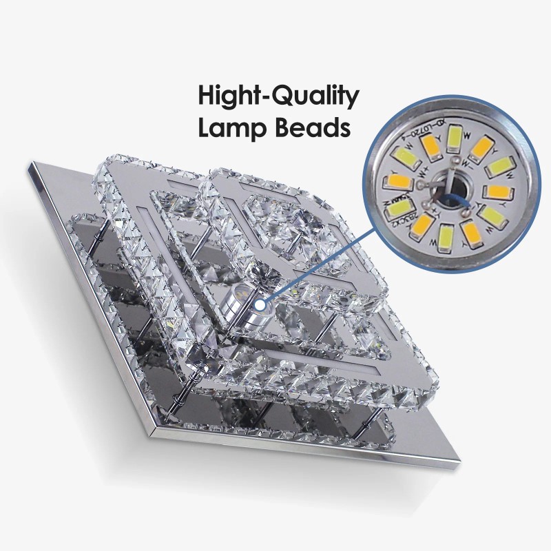 Dimmable Crystal Led Ceiling Light 2 Layers CE Certificate Modern