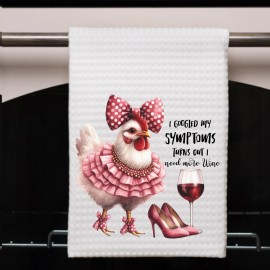 Versatility Home Farmhouse Chicken Kitchen Towel Wine Funny Waffle Weave Chicken Lover Gift