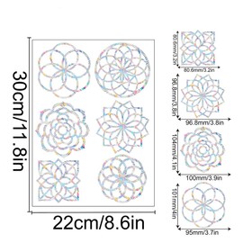 24PCS Mandala Window Clings, Anti-Collision Window Stickers for Bird Window Strike Prevention Prism Rainbow Static Window Decals Glass Doors Indoor Decorations Save Bird Strikes No Glue Required