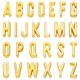 PPhtony Alphabet Slide Letter Charms Initial A-Z Alphabet Beads for Flat Leather Bracelet Wristbands Necklace Pendant Keychain Mother’s Day Graduation Wedding Jewelry Making, 156PCS (Gold)