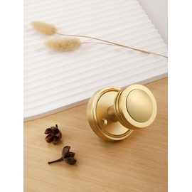SORWDUERM 1 Pack Gold Door Knob Passage Door Knobs Brushed Gold Interior Satin Brass Door Knob for Hall and Closet,Zinc Alloy
