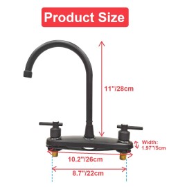 MQ Hot Cold Mixer Taps RV Kitchen Bathroom Bar Basin Sink Faucet Double Handle - Matte Black