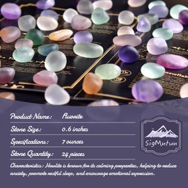 SigMntun Fluorite Healing Crystal Stone Set - 24 Pieces, 0.6" Natural & Polished Stones for Healing, Meditation, Reiki, Chakra, Crafting & Decoration