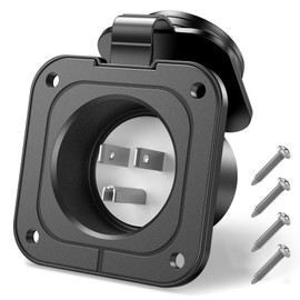 15 Amp Inlet, 125V Flanged Power Inlet, NEMA 5-15P RV Shore Inlet Plug with Waterproof and Back Cover, 2 Pole 3-Wire AC Port Plug, Generator Male Receptacle for RV Car Shed Marine Boat ETL Listed