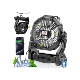 30000mAh Rechargeable Camping Fan with LED Lantern,Portable Battery Powered Outdoor Fan for Bedroom,Camping,Travel,Hiking,Beach,Office,Trave Accessories(Black)