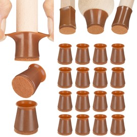 Aneaseit Chair Leg Floor Protectors - 16 pcs Brown - Felt Bottom Silicone Pads for Hardwood Floors & Furniture Feet - Rubber Caps for Chairs - Small