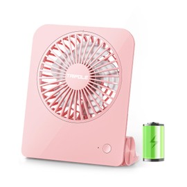 TriPole Desk Fan Small Portable Fan 2000 mAh Rechargeable Battery Fan Ultra Quiet 4.5 Inch Mini Travel Fan with 180° Tilt Folding and 3 Speeds Adjustable for Home Office Desktop Pink