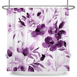 Canessioa Boho Floral Shower Curtain Modern Abstract Watercolor Flower Bathroom Curtain Aesthetic Plant Polyester Shower Curtain Sets for Bathroom Extra Long 72x72 in with 12 Hooks