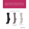 MeMoi Early Bird Rooster Rayon Blend Crew Novelty Socks Black