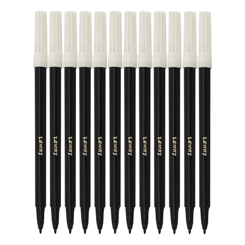LUXSIN Single Colour Felt Tip Pens, BLACK, Fine Point, Pack