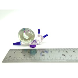 Sansukjai Snail Tiny Figurines Hand Blown Glass Art Animals Collectible Gift Home Décor (Blue Green)