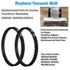 Vacuum Belts Replacement for Eureka FloorRover Bagless Upright Pet Vacuum Cleaner, Replace Parts S3029 S3018 S3014, Fit Models NEU522, NEU526, NEU529, NEU560, NEU562, NEU562A, NEU566, NEU520