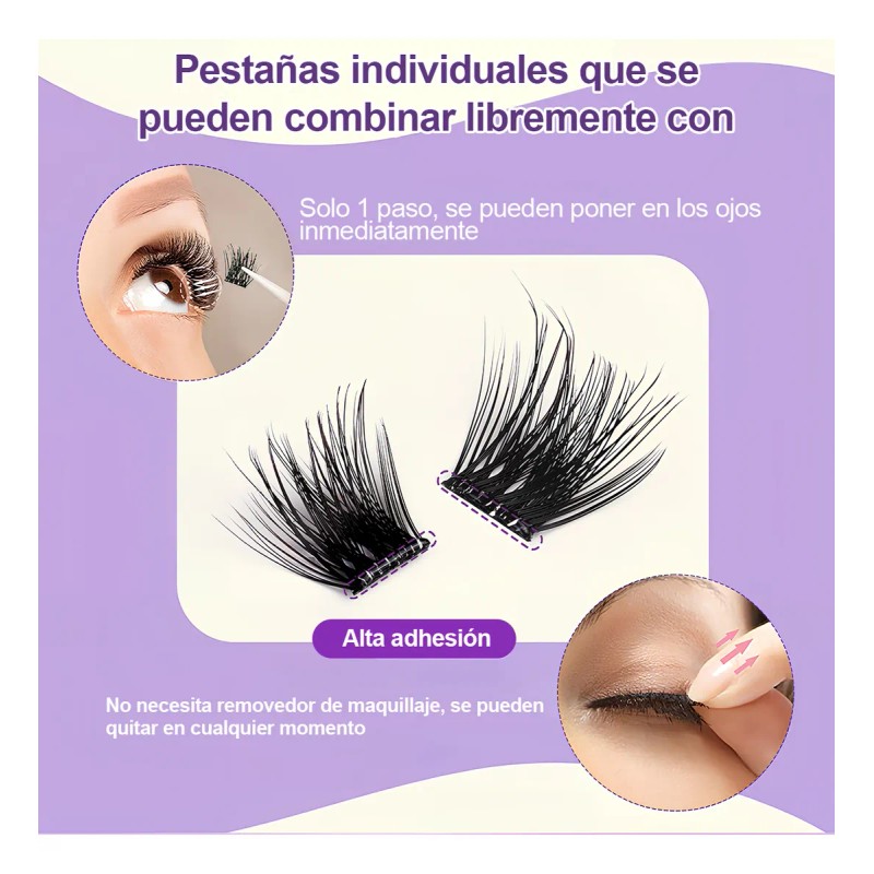 Racimos Extensiones De Pestañas Autoadhesivas Naturales Diy