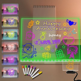 LED Note Board with Colors 40×30 CM Acrylic Dry Erase Board with Stand USB LED Drawing Board 7 Color Change Whiteboard with Remote Control Timed Clear Rewritable Message Board Desk Lamp Gift Decor