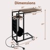 Giantex C Shaped End Table with Charging Station, Laptop Side