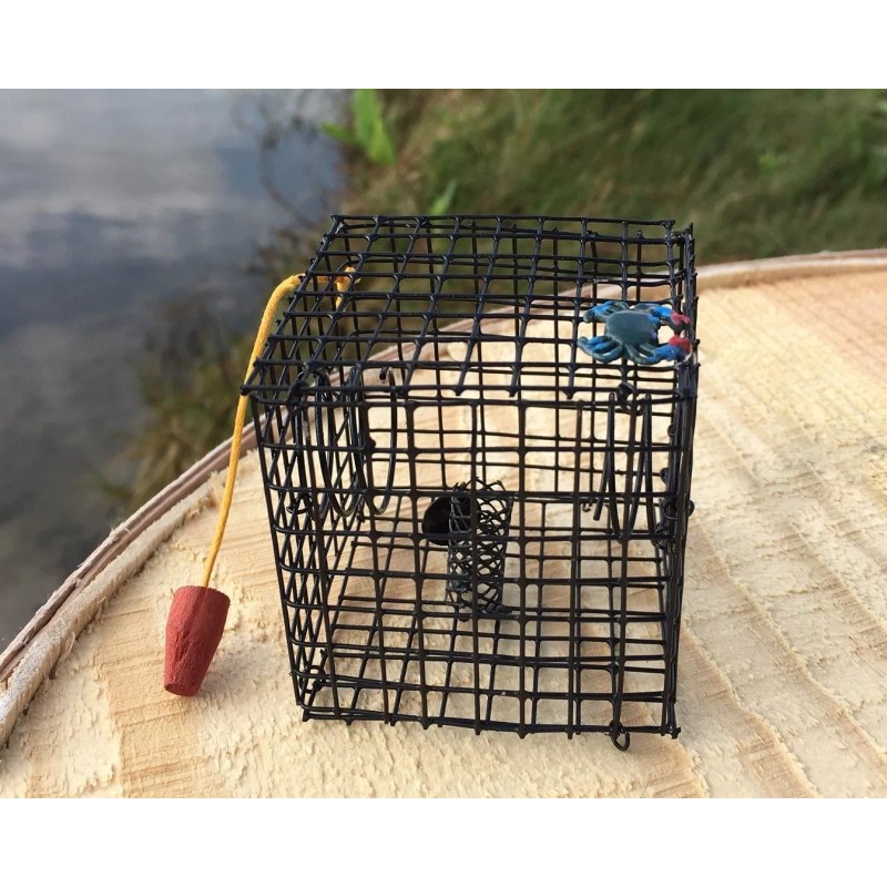 BLACKWAY BOAT MODELS MINIATURE CRAB TRAP, CRAB POT, BLACK, METAL