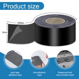 Heelos Butyl Adhesive Tape 3''x50', 4 Pack Deck Joist Tape for Decking Protection, Waterproof Joist Tape- Ideal for Wood & Metal, Outdoor Construction Use