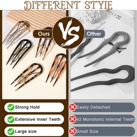 Tyqour 5Pcs French Hair Clips, U Shaped French Hair Pins, No Slip Hair Fork, French Pin, French Twist Clips For Women Girls