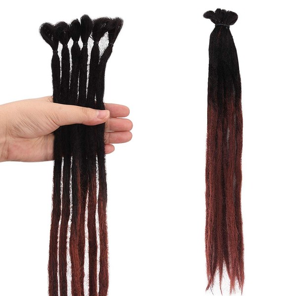 Noverlife Pack of 10 50 cm Black to Ginger Red Dreadlock Extensions, Single-Sided Synthetic Dreadlocks Accessories, Crochet Jamaica Punk Hip-Hop Reggae Hair Braiding Wigs Faux Locs for Men Women