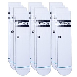 Stance Crew Sock - Basics - 6 Pack (White, Small)