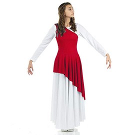 Danzcue Women’s Asymmetrical Dance Tunic Praise Dance Tunic for Women (White Dress Not Included), Scarlet, Large-X-Large