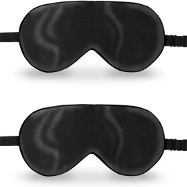 ZIMASILK 2 Pack 100% Natural Silk Sleep Mask, Adjustable Super-Smooth Soft Eye Mask for Sleep, Multiple Color Options (2 Pack,Black)