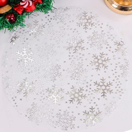 Snowkingdom 24 Pcs Snowflake Placemats Disposable Christmas Round Place Mats 13 Inch Metallic Glitter Foil Mesh Snowflake Doilies for Dinning Tables, Xmas Party Winter Holiday Decoration